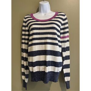 Arizona NWT juniors L cosmic berry metallic weave striped lightweight scoop neck